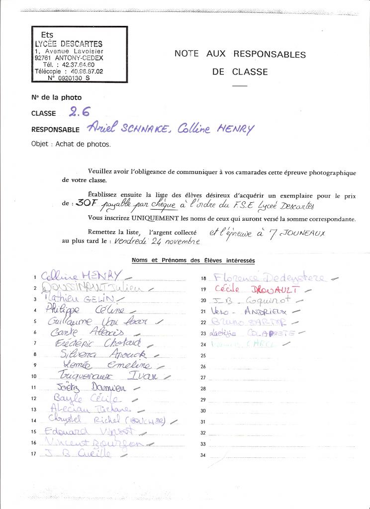 1996 - 2nde6 - Noms